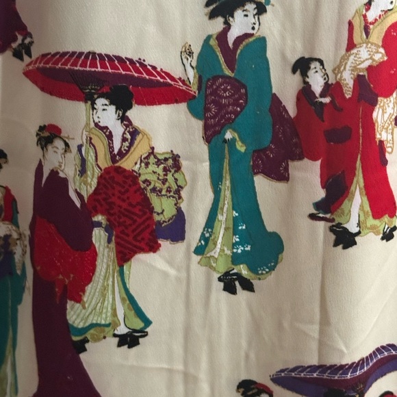 N Natori Geisha Printed Satin Zip Caftan Dress Size M Mandarin Soft Casual PJ’s - Picture 8 of 11